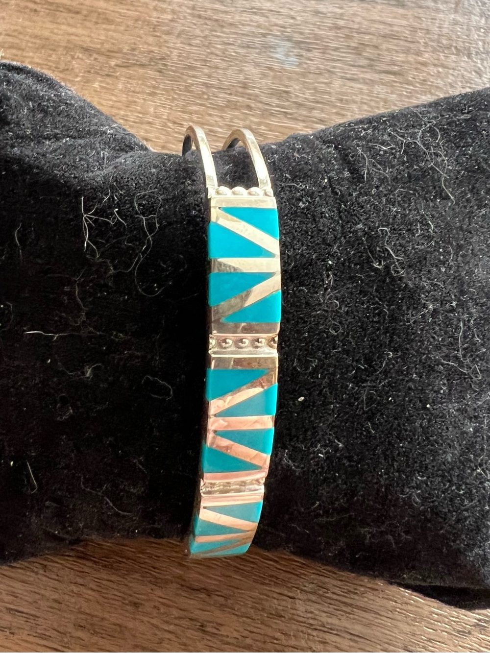 Turquoise Inlay Silver Cuff Bracelet - Women Jewelry